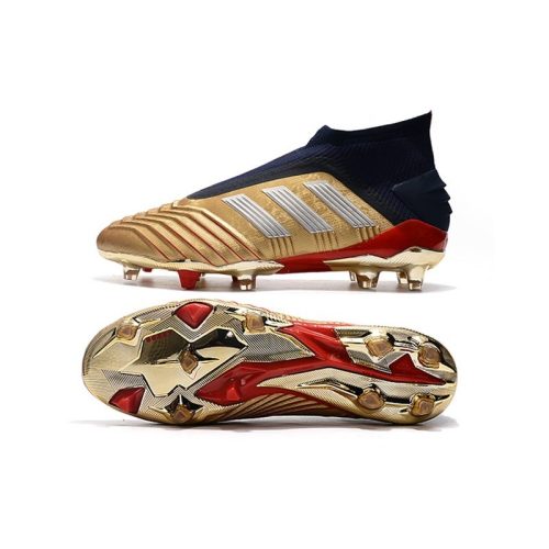Zapatos adidas Predator 19+ FG - Oro Plata Rojo_3.jpg